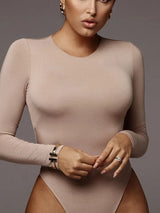 Winter Body Top Gray Casual Lady Streetwear Bodysuits